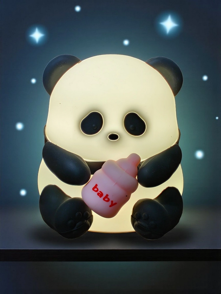تصویر چراغ خواب سیلیکونی بیبی پاندا مناسب کودک و بزرگسال Baby Panda Silicone Night Light Suitable for Children and Adults
