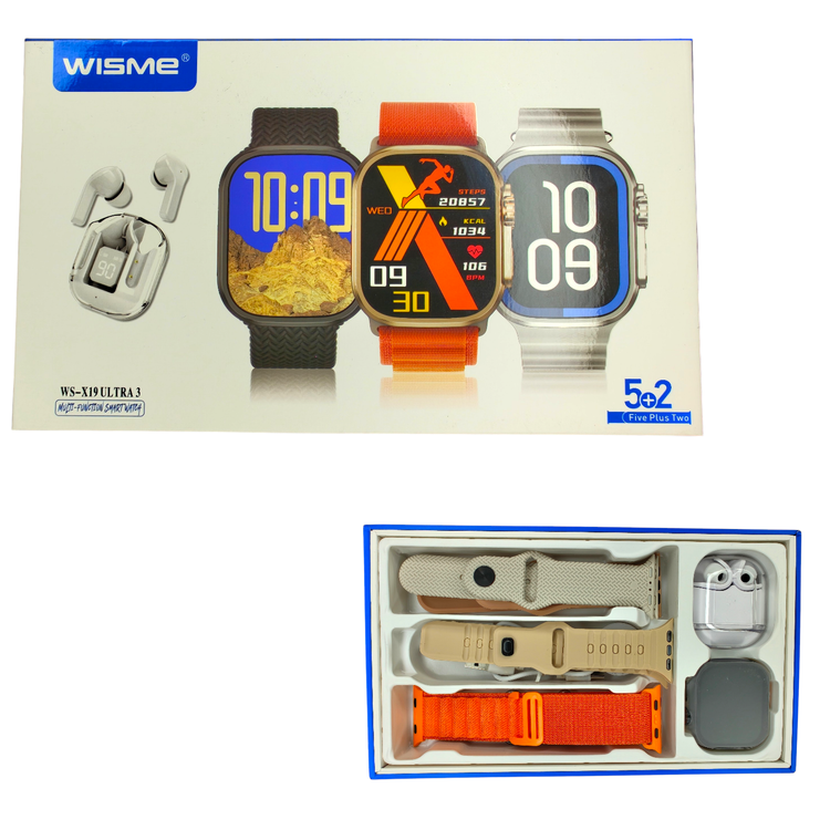 ساعت هوشمند wisme مدل WS-X19 Ultra 3 سایز 46 میل 5 بند یک ایرپاد