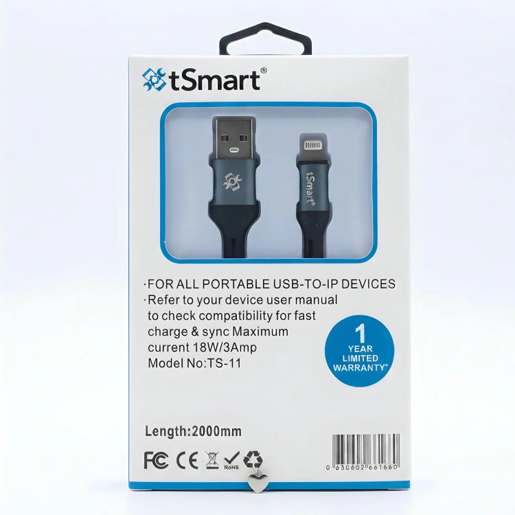 کابل شارژ USB به لایتنینگ tsmat مدل TS11 _ طول 300 سانتی متری