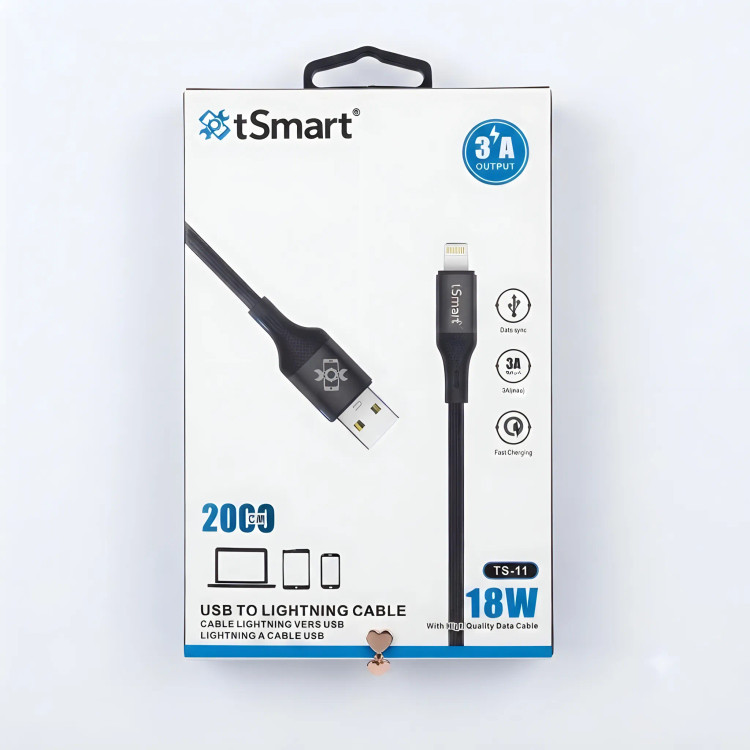 کابل شارژ USB به لایتنینگ tsmat مدل TS11 _ طول 300 سانتی متری