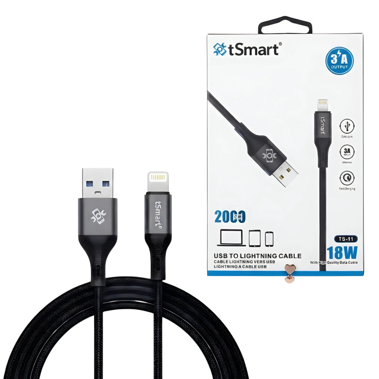 کابل شارژ USB به لایتنینگ tsmat مدل TS11 _ طول 300 سانتی متری