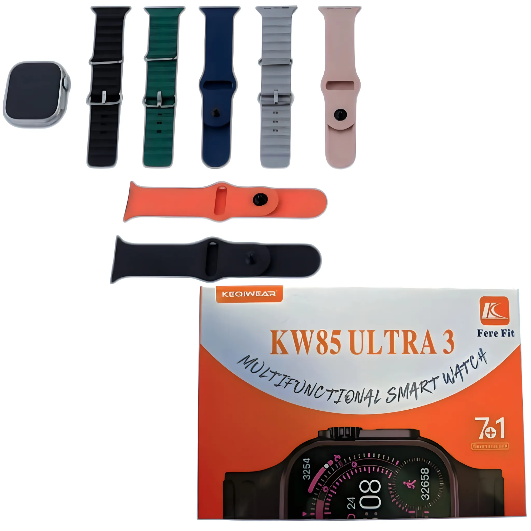 ساعت هوشمند KEQIWEAR مدل kw-85 ultra3 سایز 49 میلی متر 7 بند